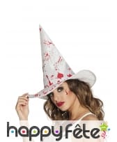 Chapeau de sorcière blanc taché de sang