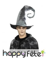 Chapeau de sorcière gris avec pointe en spirale, image 1