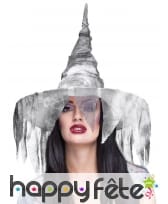 Chapeau de sorcière voile délavé gris