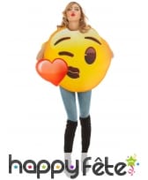 Costume de smiley bisou coeur pour adulte