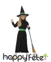 Costume de sorcière noir et vert pour enfant