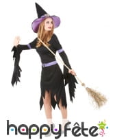 Costume de sorci&egrave;re noir et violet manches &eacute;vas&eacute;es, image 2
