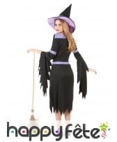 Costume de sorcière noir et violet manches évasées, image 3