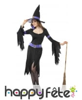 Costume de sorci&egrave;re noir et violet manches &eacute;vas&eacute;es