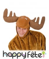 Cagoule de tête de renne en peluche adulte