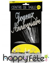 Centre de table Joyeux Anniversaire argenté, image 2
