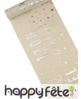 Chemin de table argenté Joyeux Noël