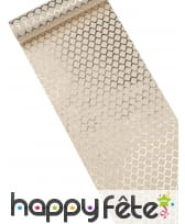 Chemin de table en lin motif nid d'abeille doré 5m