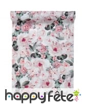 Chemin de table imprimé fleurs roses