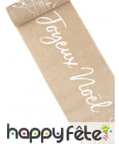 Chemin de table Joyeux Noel en toile de jute, 5m