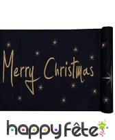 Chemin de table Merry Christmas noir, 5m