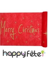 Chemin de table Merry Christmas rouge