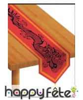 Chemin de table rouge imprimé dragon, image 2