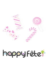 Confettis de table en forme de confiseries roses