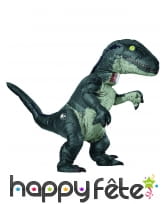 Costume de vélociraptor gonflable sonore, adulte
