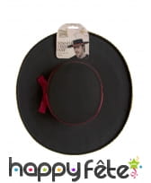Chapeau espagnol adulte noir galonné, image 2