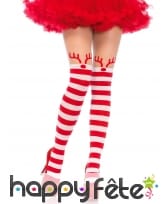 Collants effet bas rayés rouge et blancs de Noel