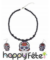 Collier et boucles d'oreilles Dia de los muertos