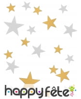 Confettis en forme d'étoiles dorées et blanches