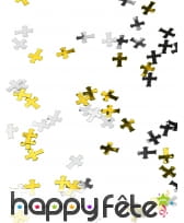Confettis en forme de croix argentées et dorées