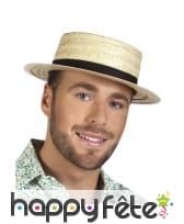 Canotier en paille avec ruban noir