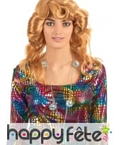 Collier et pendentifs boules à facettes argentées, image 1