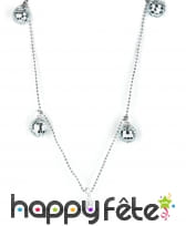 Collier et pendentifs boules à facettes argentées