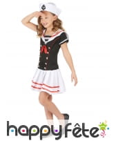 Chapeau et robe marin noire et blanche pour fille, image 1