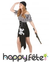 Costume femme pirate noir tête de mort blanche, image 1