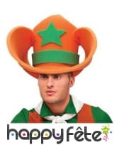 Chapeau géant de cowboy orange et vert pour adulte