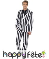 Costume gangster ligné noir et blanc