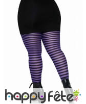 Collants grande taille Halloween violet rayé, image 1