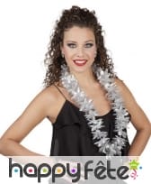 Collier hawaïen argenté uni