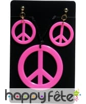 Collier hippie avec boucles d'oreilles fluo, image 1
