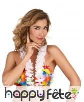 Collier hawaïen blanc uni, image 1