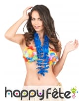 Collier hawaïen bleu uni, image 1