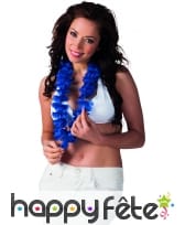 Collier hawaïen bleu uni, image 2