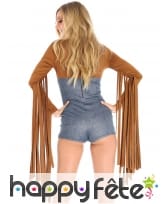Combinaison hippie bleu marron longues franges, image 1