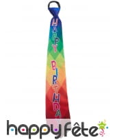 Cravate Happy Birthday multicolore pour adulte