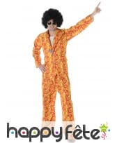 Costume hippie camaieu orange fleuri pour homme