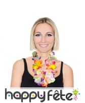 Collier Hawaïen de fleurs néon en tissu