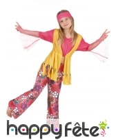 Costume hippie fleuri rose et jaune pour fillette, image 1