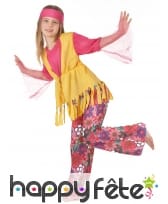 Costume hippie fleuri rose et jaune pour fillette, image 2