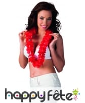 Collier hawaïen rouge uni, image 2