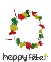 Collier hawaï supporter vert, jaune, rouge