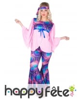 Costume imprimé hippie rose violet pour femme