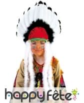 Coiffe indienne noir blanc rouge pour enfant, image 1