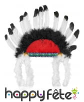 Coiffe indienne noir blanc rouge pour enfant