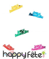 Confettis joyeux anniversaire multicolores de 5cm, image 1