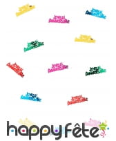 Confettis joyeux anniversaire multicolores de 5cm